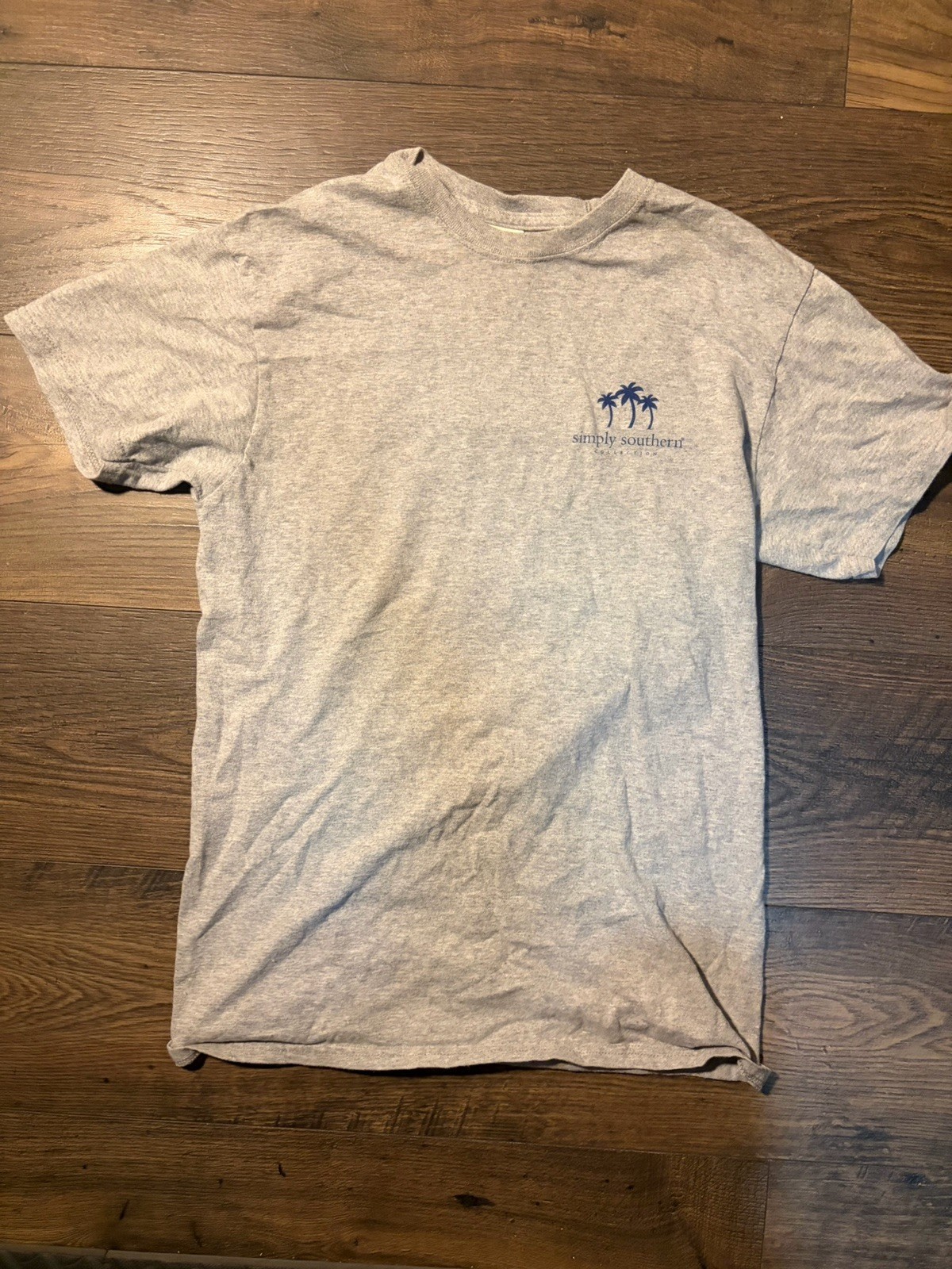 Simply Southern Women's Short Sleeve Graphic Dog T-Shirt Small Gray Cotton Blend