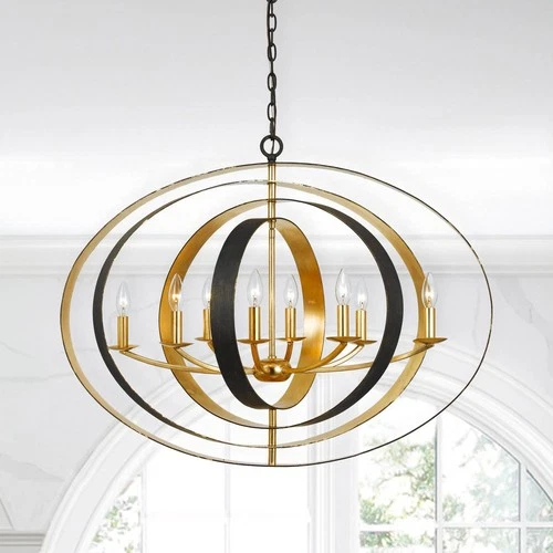 Crystorama Luna 36" Wide Bronze and Gold Oval Chandelier - Picture 1 of 6