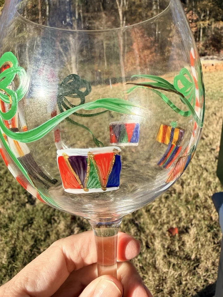 Caja De Colección De 4 Copas De Vino Cascanueces Pintadas A Mano Navidad Foto 3 de 4