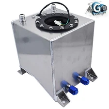 2.5 Gallon Aluminum Polished Fuel Cell Tank Racing Drift 9.5L With Level Sender