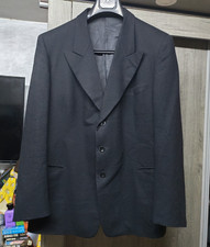 Vintage pure wool peak lapel Stroller black 3 button jacket blazer 42R 42L