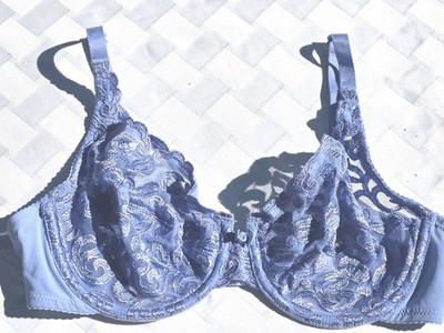 Wacoal Arabesque Lace Bra 34C Style #85199 Unlined Underwire periwinkle blue