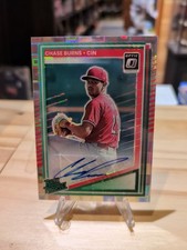 2025 Donruss Optic Chase Burns Rated Prospect Auto /25 Pandora Reds
