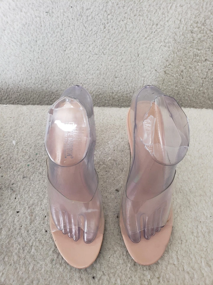 Cape Robbin Women Sandals 8 Clear PVC Open Toe Slip On Block Heel Shoes - Image 3 of 4
