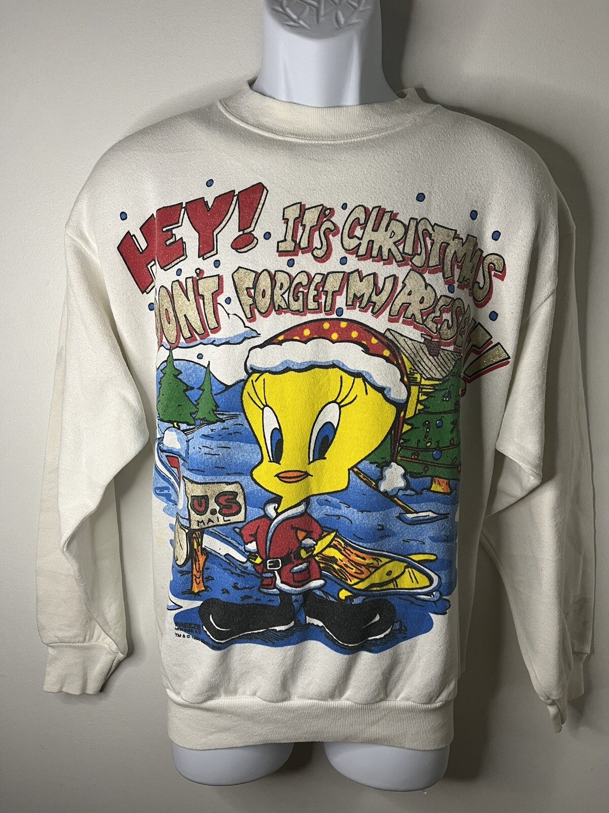 VTG 1994 Looney Tunes Tweety Bird Christmas Sweater Size XL (21x26) Cut Tag  | eBay