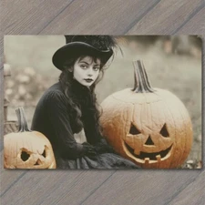 Art Print Victorian Woman with Jack-O’-Lanterns Pumpkins Halloween Vintage Style