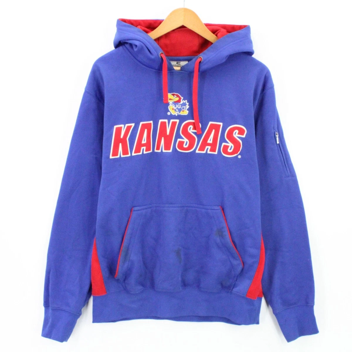 Vintage Colosseum Athletics Hoodie Men s Blue Pullover NCAA Kansas Large L