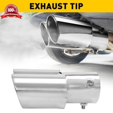 Dual Exhaust Muffler Stainless Steel Exhaust Tip Silver 2.4 Inlet Universal