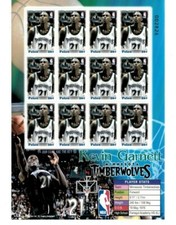 Palau 2004 - NBA Minnesota Timberwolves - Kevin Garnett - Sheet of 12 stamps MNH