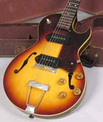 22.75''Short Scale Vintage Sunburst Semi Hollow Body ElectricGuitar Double FHoles