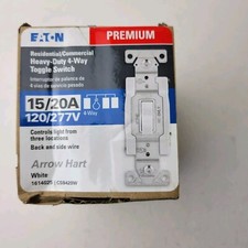  case of 6 Eaton CSB420W Toggle Light Switch, 4-way, 20-Amp, White, 120/277V