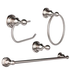 MingBright 4Pcs Bathroom Towel Bar Set Hardware Accessories Set Brushed Nickel