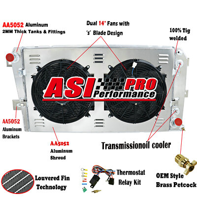 3ROW RADIATOR SHROUD FAN FIT 01-05 CHEVY SILVERADO/GMC SIERRA 2500HD 3500 6.6L