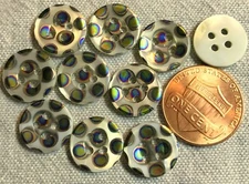 10 Small Colorful Dyed Natural MOP Shell Czech Buttons 1/2" 13mm 8680