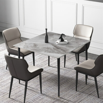 Square Home Marble Dining Table Compact w Sintered Stone Top Square Home Marble Dining Table Compact w Sintered Stone Top