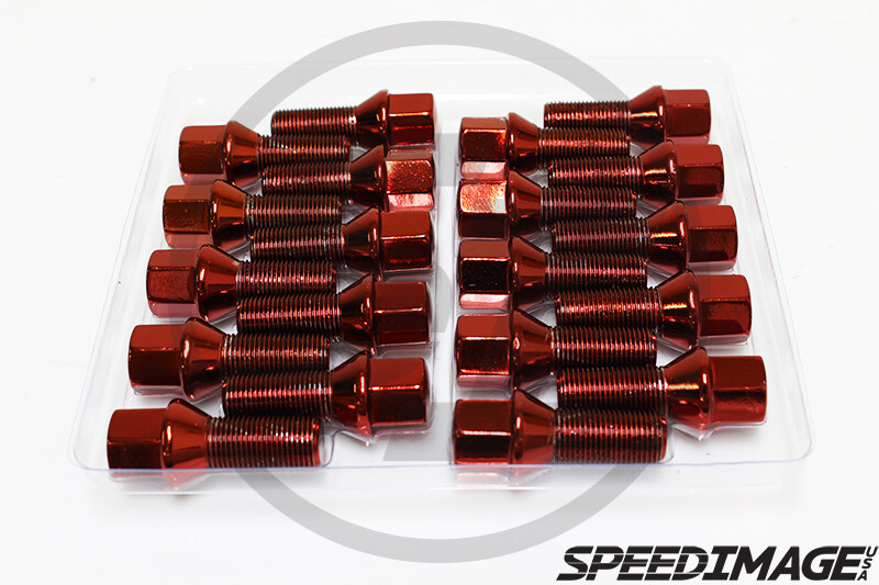 Z RACING RED LUG BOLTS 12X1.5MM 28MM LENGTH CONE SEAT FOR BMW 3