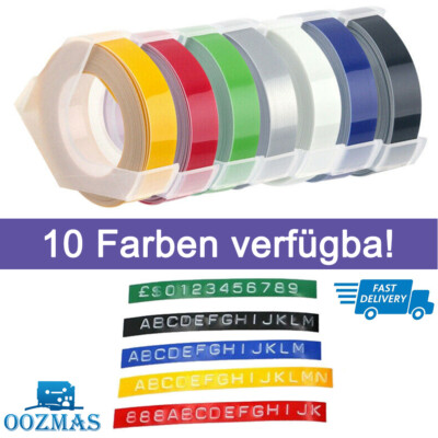 3D Prägeband für Dymo Junior Omega Beschriftungsgerät Prägegerät Schriftband 9mm