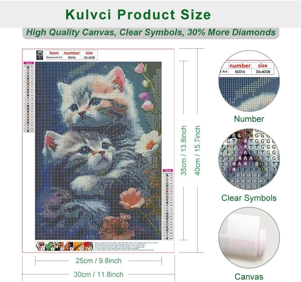 Diamond Painting Kits for Adults, Cat Diamond Art Kits for Beginners, 5D DIY Ful