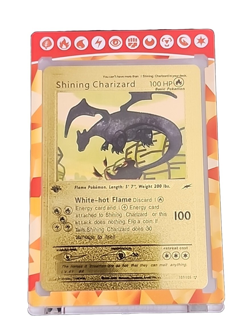 Shining Charizard 107/105 Gold Foil Pokemon Card First Shining Charizard 107/105 Gold Foil Pokemon Card First