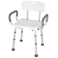 Shower Chair w/ Back  Arms   Adjustable 6 Levels,Non-Slip Bath Seat to up 300Lb