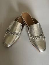 TORY BURCH MINI BENTON LEATHER LOAFER SLIDE IN SPARK GOLD US 8