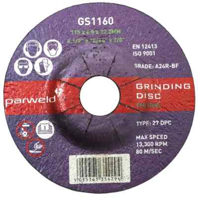 50er Pack Parweld 115 mm Metallschleifscheiben für Winkelschleifer 4,5'' x 6 mm