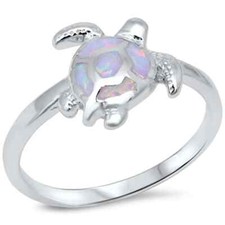 White Opal Turtle .925 Sterling Silver Ring