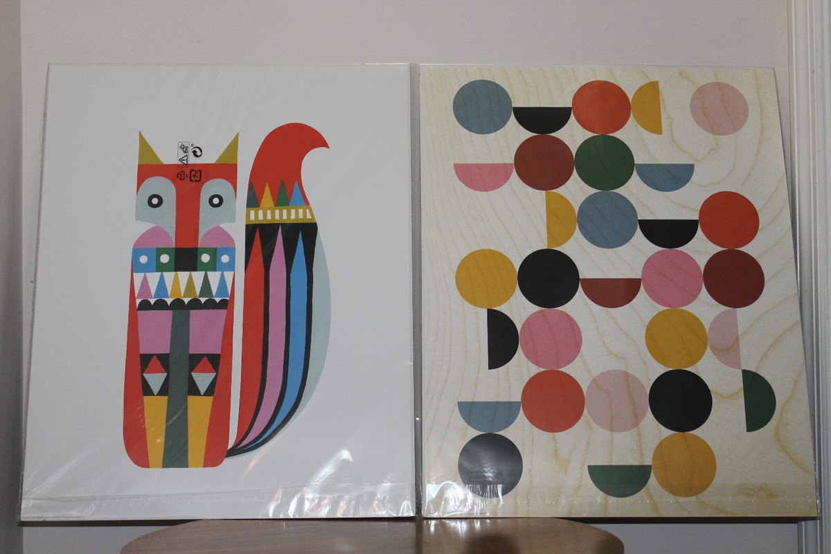 抽象画　絵画　IKEA  MADE IN CANADA IKEA BILD POSTER 3 IN 1 COMBINATION DEER FOX POP ART-STYLE
