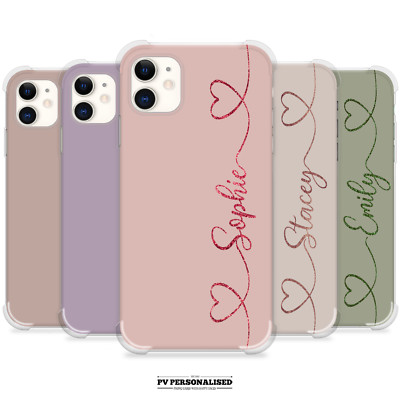 Personalisierte Hülle Pastell Name Stoßfest Cover für iPhone 11 12 13 14 15 16 XR