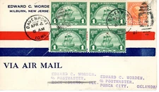 Cam 3 R3N10 Davenport Iowa to Ponca City, Walloon block of 4 - Worden