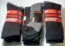 Wolverine Cotton-Comfort Steel Toe Boot Socks, Large, Black, 6 pairs