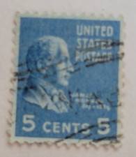 United States Postage Stamp ~ James Monroe ~ 5₵ Blue ~ Posted ~ c.1938 - 27