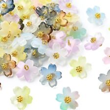 90X Glass Gradient Spring Floral Flower Charms Pendants for Diy Jewelry Making