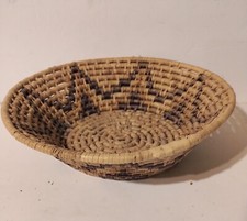 Native American Coil Basket Bowl Star Pattern 11" x 3" Tall