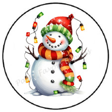 SNOWMAN CHRISTMAS LIGHTS ENVELOPE SEALS LABELS STICKERS PARTY FAVORS