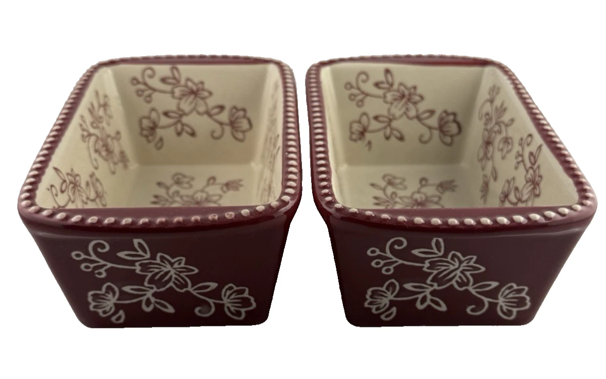 Temptations By Tara Floral Lace Cranberry Red Loaf Pans 12 oz. Set Of 2