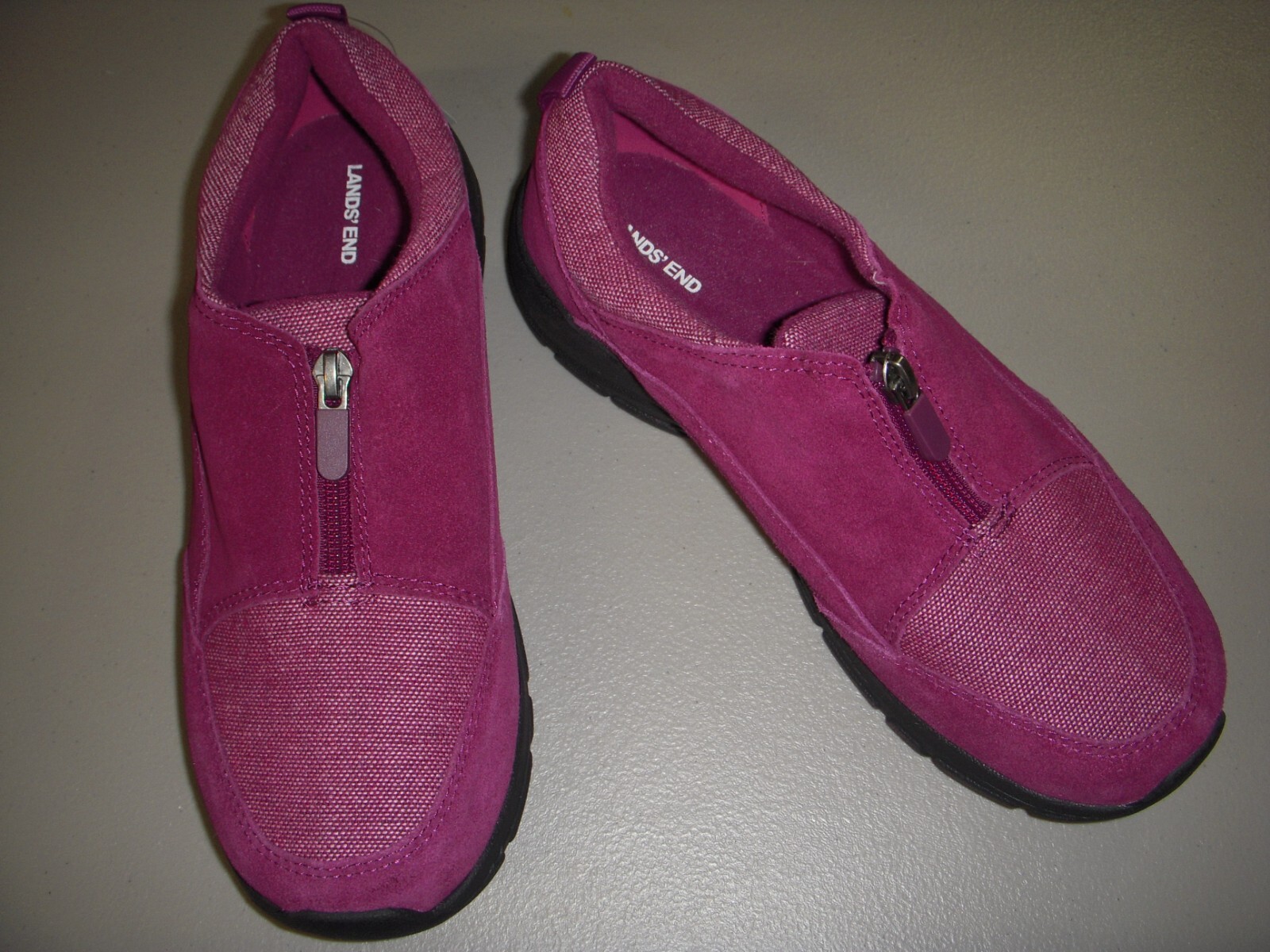 Lands' End All Weather Insulated Suede FrontZip Moc Shoes Women 9.5W