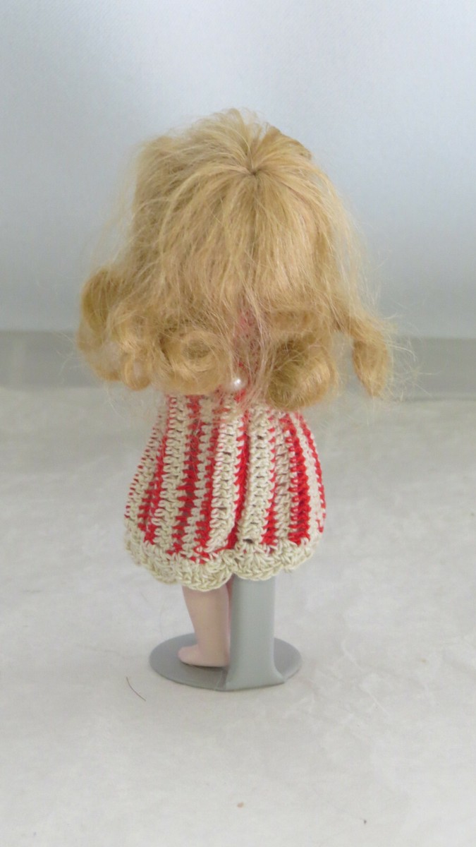 Mignonnette Poupée Gigi – Reproduction Kestner, 10 Cm, Bisque, Yeux Verre Marron, Perruque Mohair Blond