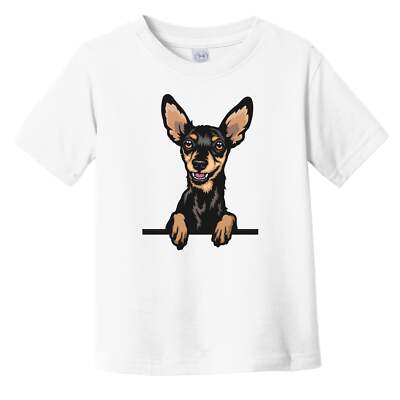 Miniature Pinscher Dog Breed Popping Up Cute Infant Toddler T-Shirt v4