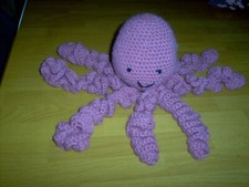Poulpe de couleur rose poussiéreuse fait main/crochet neuf, pour prématuré,
