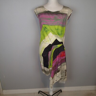 RACHEL Rachel Roy Multicolored Sleeveless Casual Dress sz s silk green  purple