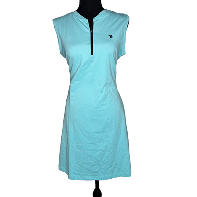 TBY Aqua Blue Sleeveless Zip Front Stretch Dress Size M NWT Athletic Casual
