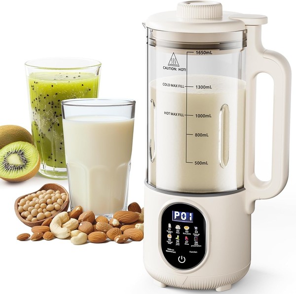 Máquina temporizador para hacer leche de nueces Flelano 10 en 1 50 oz almendra soja avena sin lácteos