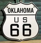 VINTAGE OKLAHOMA US U.S. ROUTE 66 PORCELAIN 13” HIGHWAY ROAD SIGN