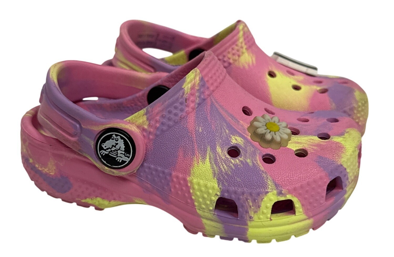 CROCS Girl's Toddler Shoes Clogs Pink Yellow Purple Tie Dye Slip On Size 6 6C-image