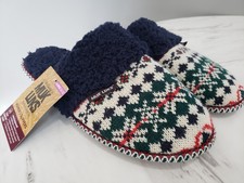 NEW SIZE XL 11/12 NAVY BLUE Womens Slip On Slipper House Shoe Christmas Muk Luks