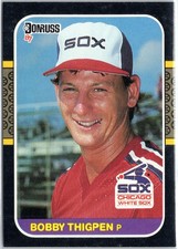 Bobby Thigpen 1987 Donruss MLB Baseball #370 Chicago White Sox Rookie Card RC. rookie card picture