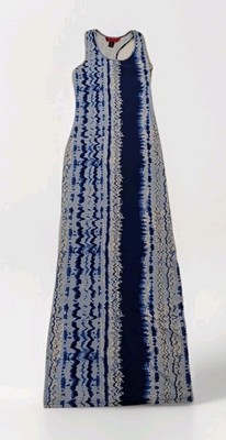 Y2K Hot Kiss Dress Blue White Tie Die Maxi 48'' Long Size M Style RBC2511