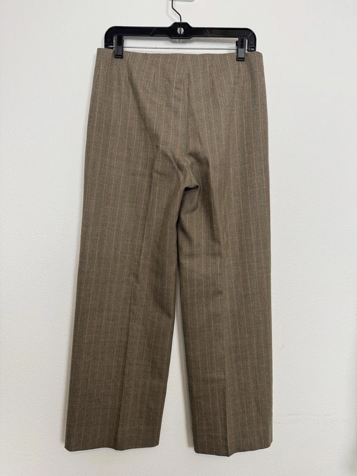 Calça Piazza Sempione Feminina IT 44 Marrom Listra Perna Larga Itália Lã Marilyn - Imagem 3 de 4