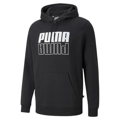 Puma Herren Mirrored Logo Athleisure Pullover Kordelzug Freizeit Hoodie schwarz